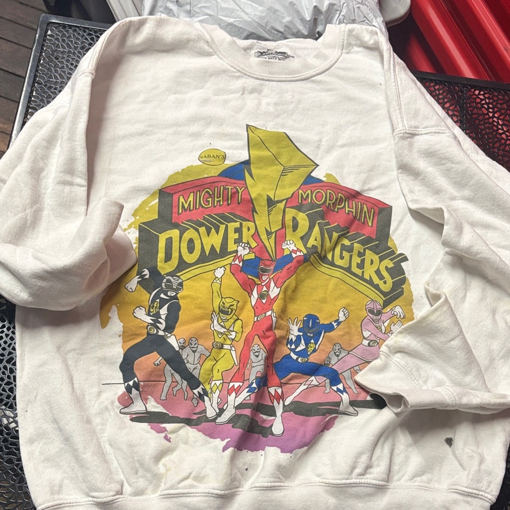 Mighty Morphin, Power Rangers crewneck size 2X stained